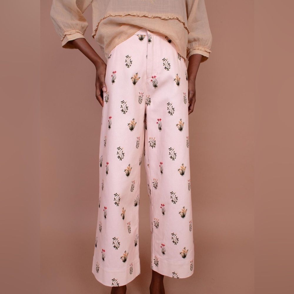 Meadows Women Denim Cropped Hana Primavera Flowers Jeans Pale Pink Size 27